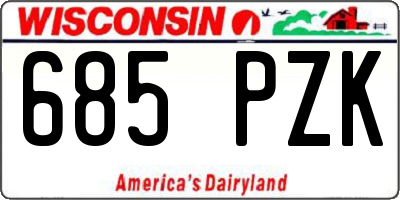 WI license plate 685PZK