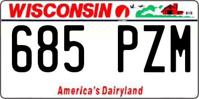 WI license plate 685PZM