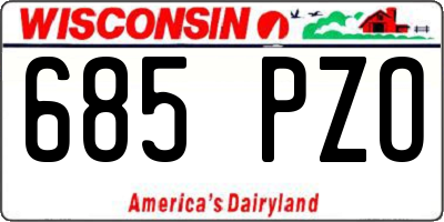 WI license plate 685PZO