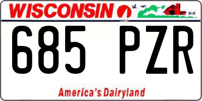 WI license plate 685PZR