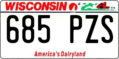 WI license plate 685PZS