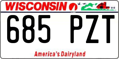 WI license plate 685PZT
