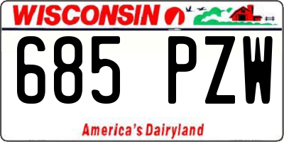 WI license plate 685PZW