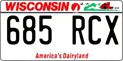 WI license plate 685RCX
