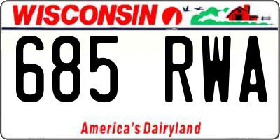 WI license plate 685RWA