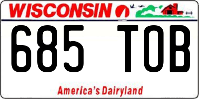 WI license plate 685TOB