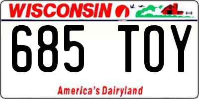 WI license plate 685TOY