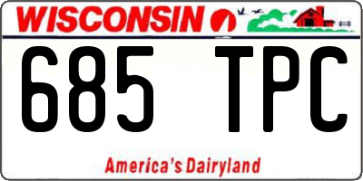 WI license plate 685TPC