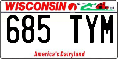 WI license plate 685TYM