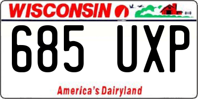 WI license plate 685UXP