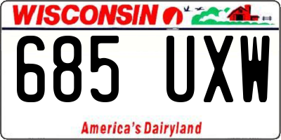 WI license plate 685UXW