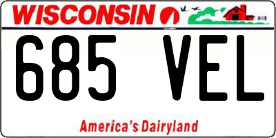 WI license plate 685VEL