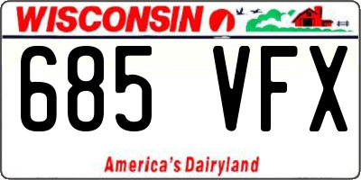 WI license plate 685VFX