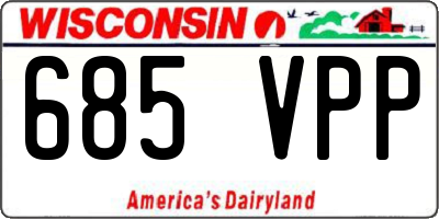 WI license plate 685VPP