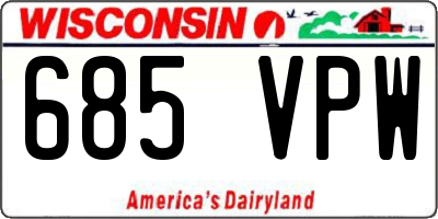 WI license plate 685VPW