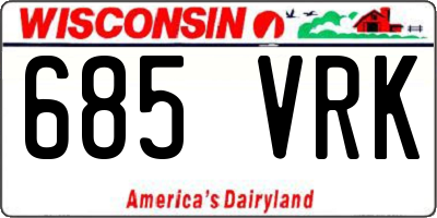 WI license plate 685VRK