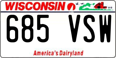 WI license plate 685VSW