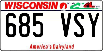 WI license plate 685VSY