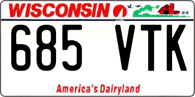 WI license plate 685VTK