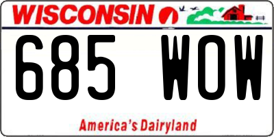WI license plate 685WOW