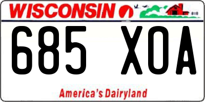 WI license plate 685XOA