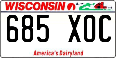 WI license plate 685XOC