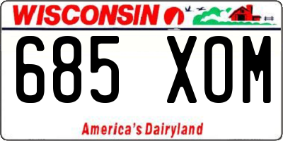 WI license plate 685XOM