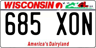 WI license plate 685XON