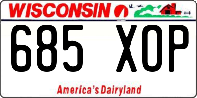 WI license plate 685XOP