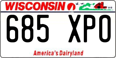 WI license plate 685XPO