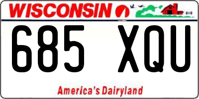 WI license plate 685XQU