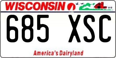WI license plate 685XSC
