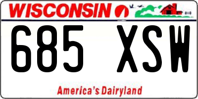 WI license plate 685XSW