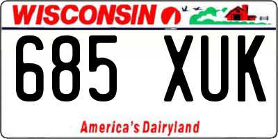 WI license plate 685XUK