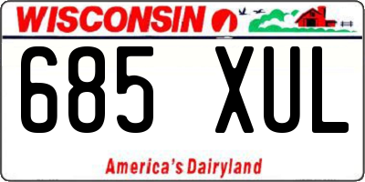 WI license plate 685XUL