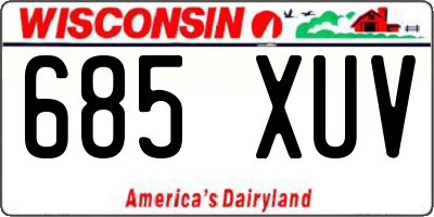 WI license plate 685XUV