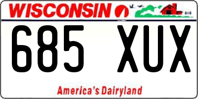 WI license plate 685XUX