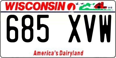 WI license plate 685XVW