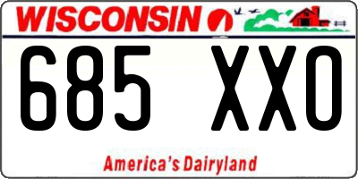 WI license plate 685XXO