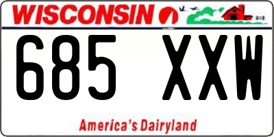 WI license plate 685XXW