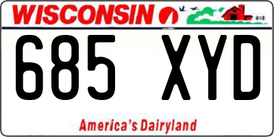 WI license plate 685XYD