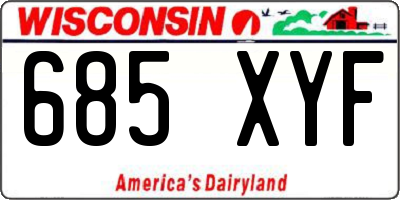 WI license plate 685XYF