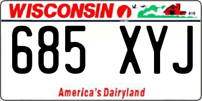 WI license plate 685XYJ