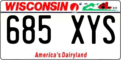 WI license plate 685XYS
