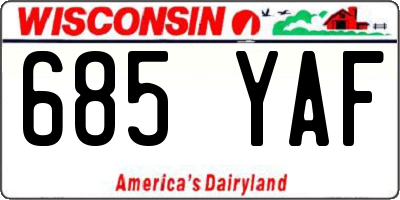 WI license plate 685YAF
