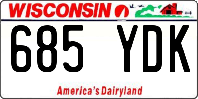 WI license plate 685YDK