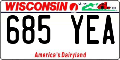 WI license plate 685YEA