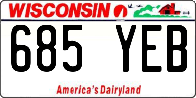 WI license plate 685YEB