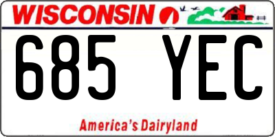 WI license plate 685YEC