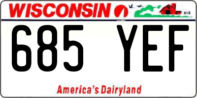 WI license plate 685YEF